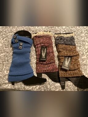 Knit Leg Warmers Trio with Button Detail